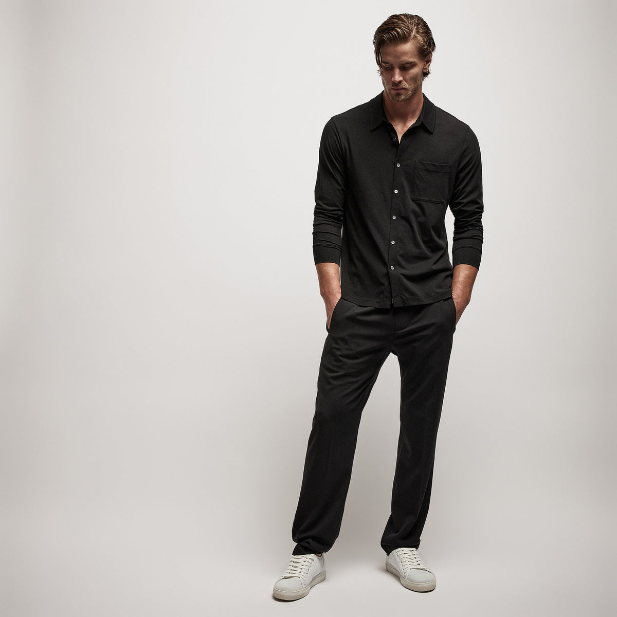 Clean Finish Jersey Shirt in Black | James Perse Los Angeles