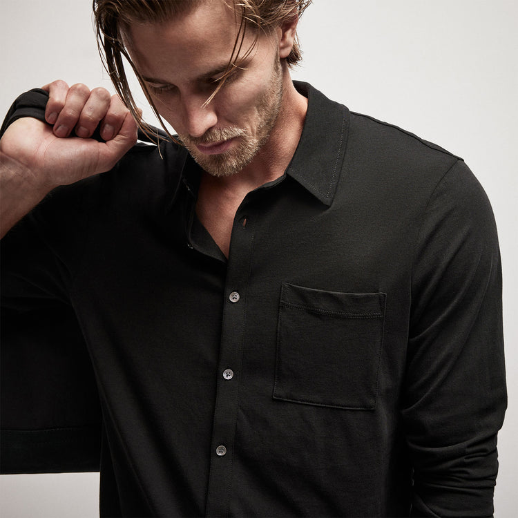 Clean Finish Jersey Shirt in Black | James Perse Los Angeles