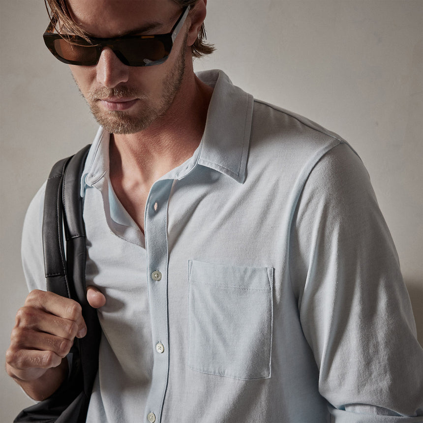 Knit Jersey Shirt in Baby Blue | James Perse Los Angeles