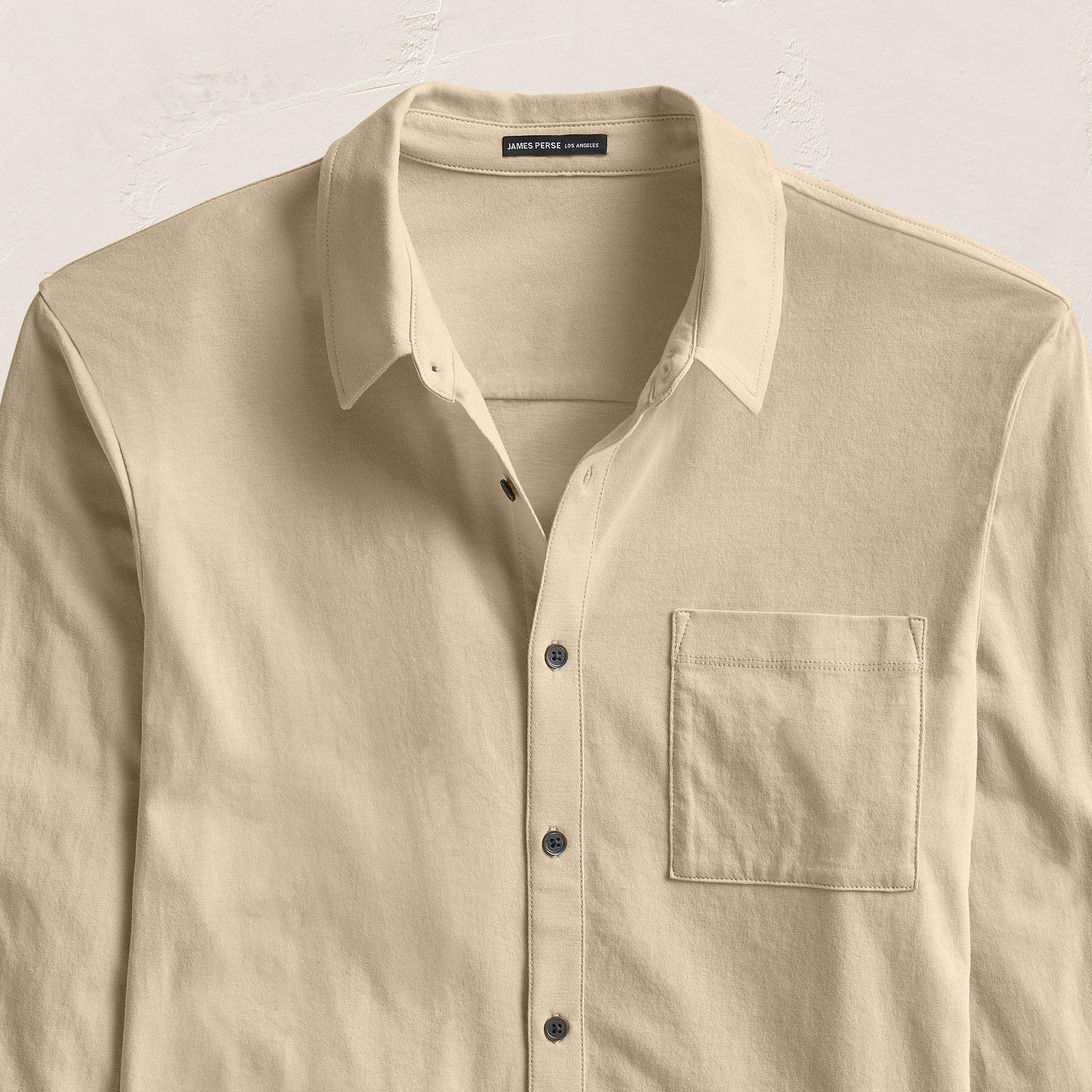 【Sefr】24ss khaki Yasu shirt Clean Finish Jersey Shirt - Light Khaki | James Perse Los Angeles