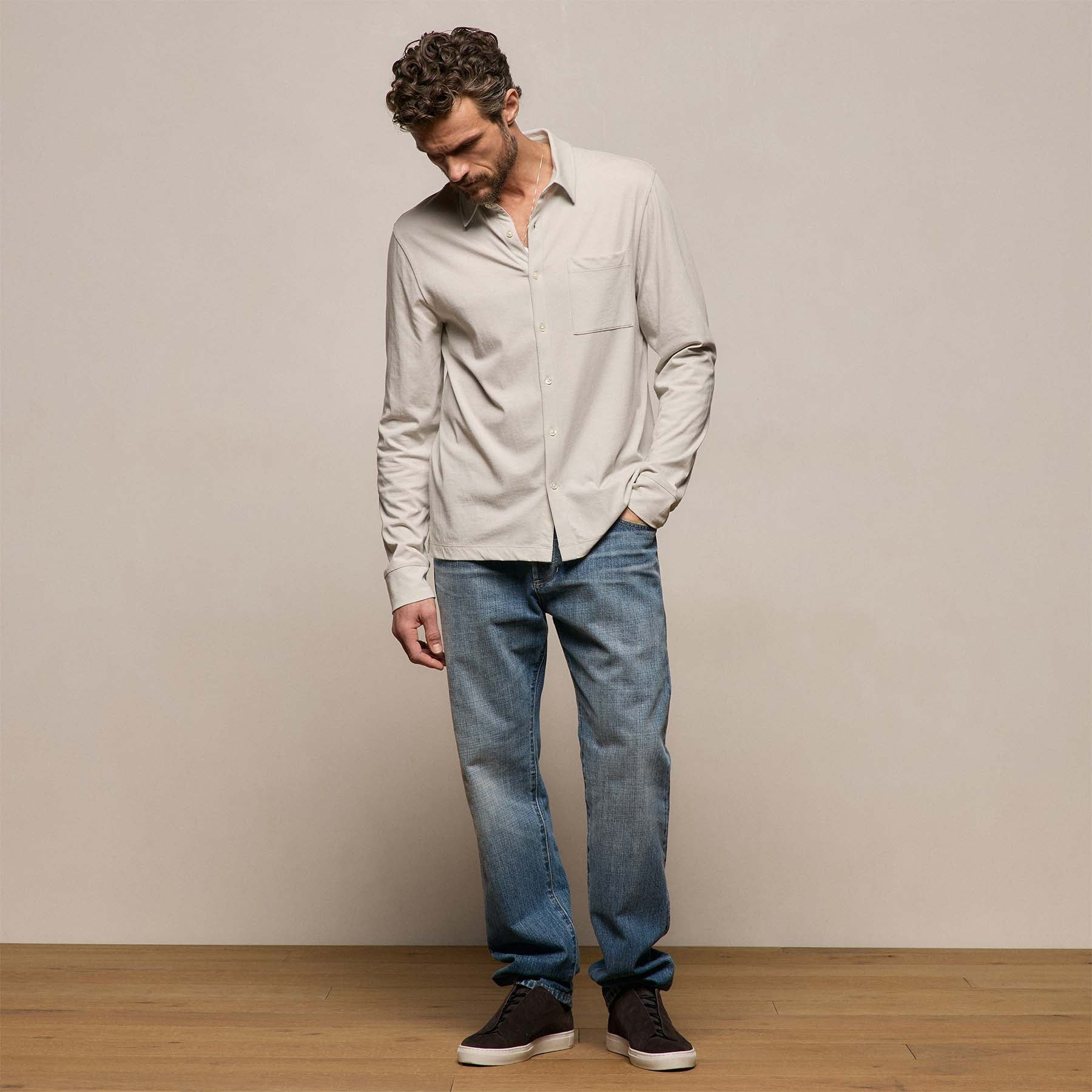 Clean Finish Jersey Shirt in Pearl | James Perse Los Angeles