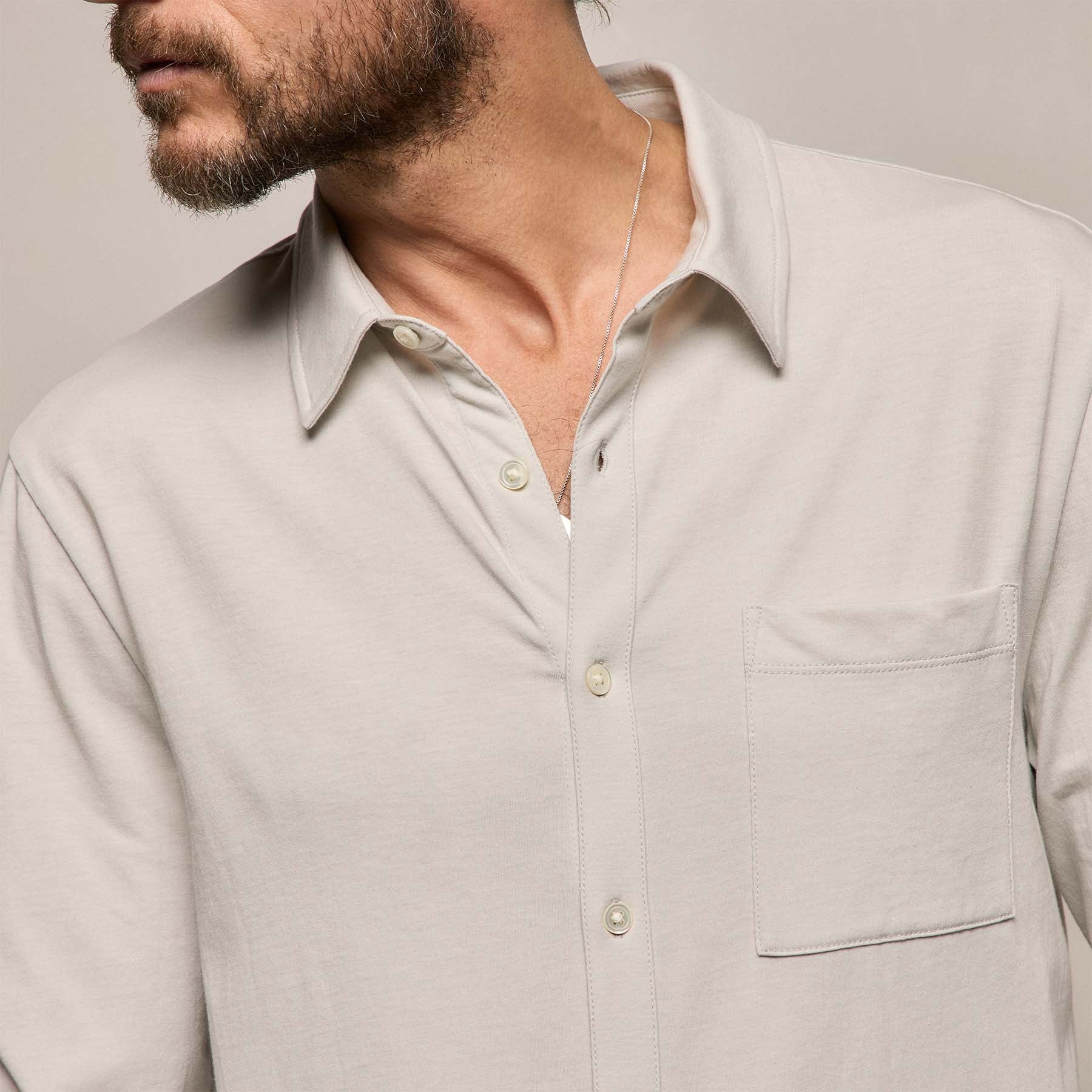 Clean Finish Jersey Shirt in Pearl | James Perse Los Angeles