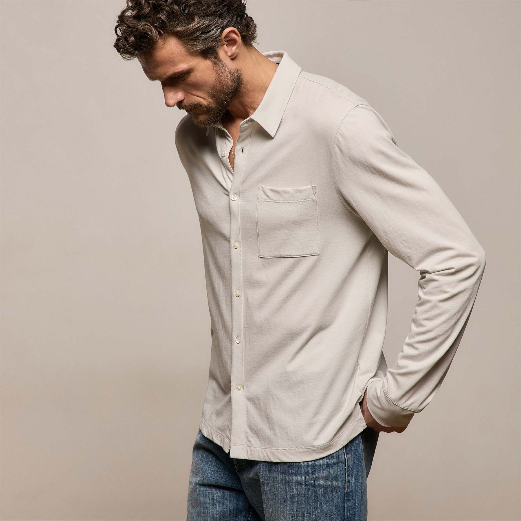 Clean Finish Jersey Shirt in Pearl | James Perse Los Angeles