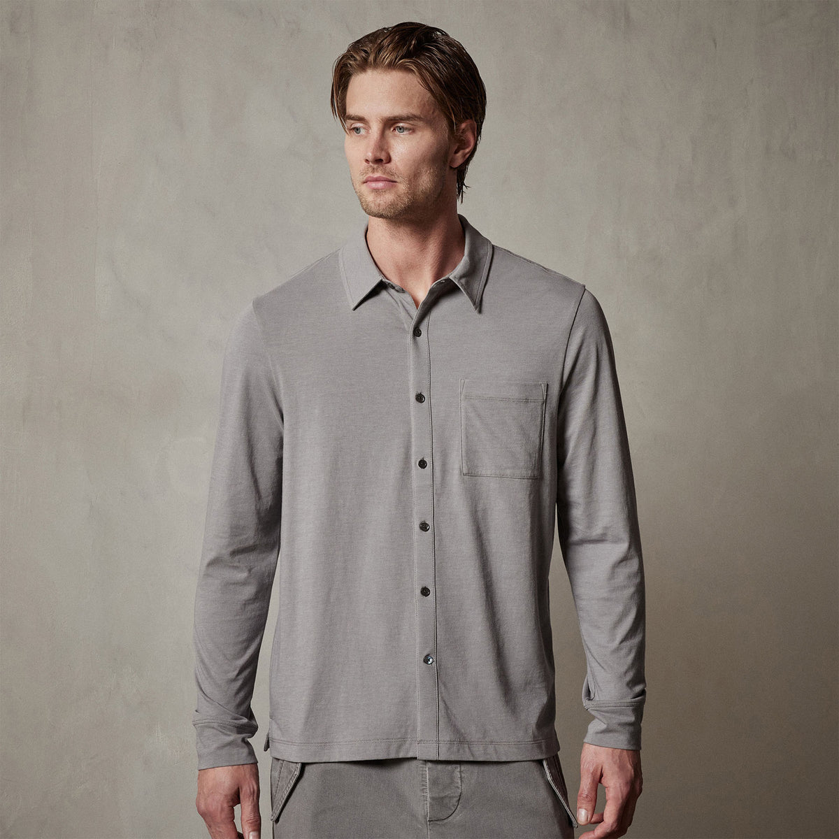 Knit Jersey Shirt in Silver Grey | James Perse Los Angeles