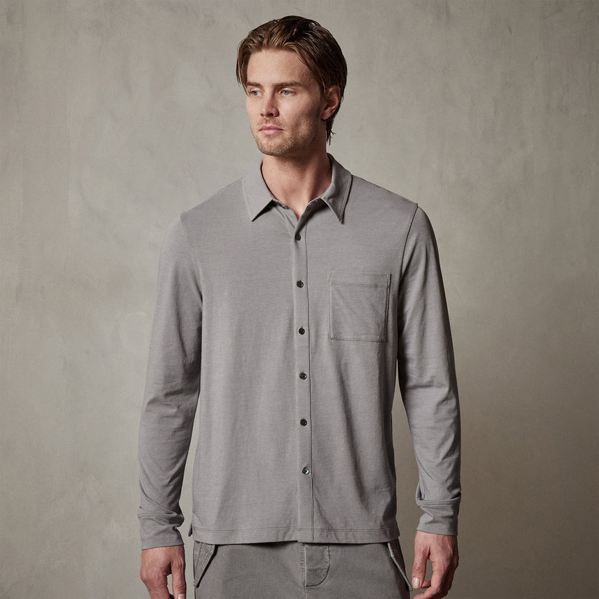 Knit Jersey Shirt in Silver Grey | James Perse Los Angeles