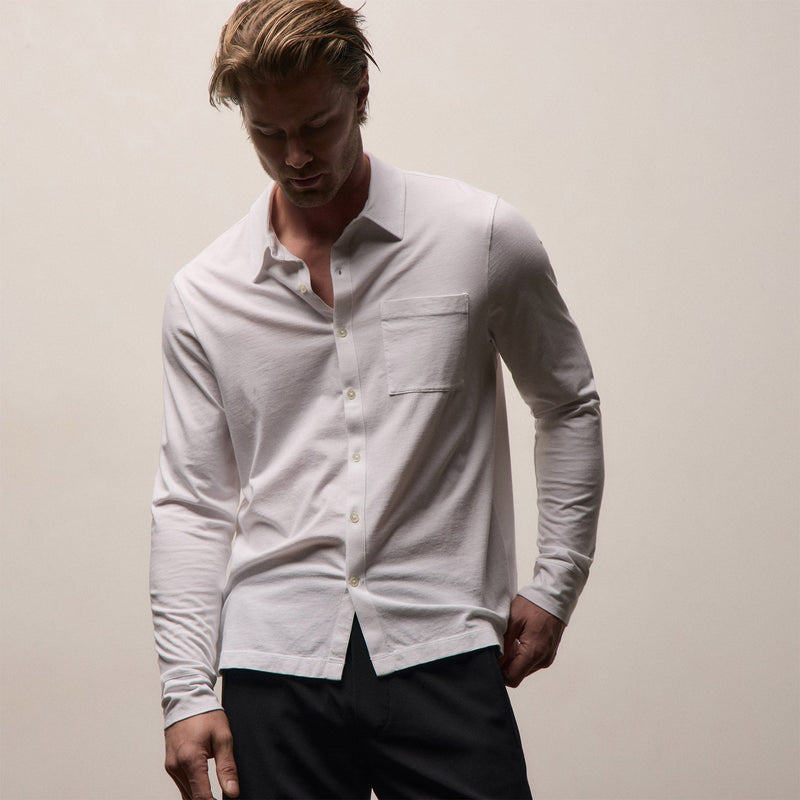 Clean Finish Jersey Shirt in White | James Perse Los Angeles