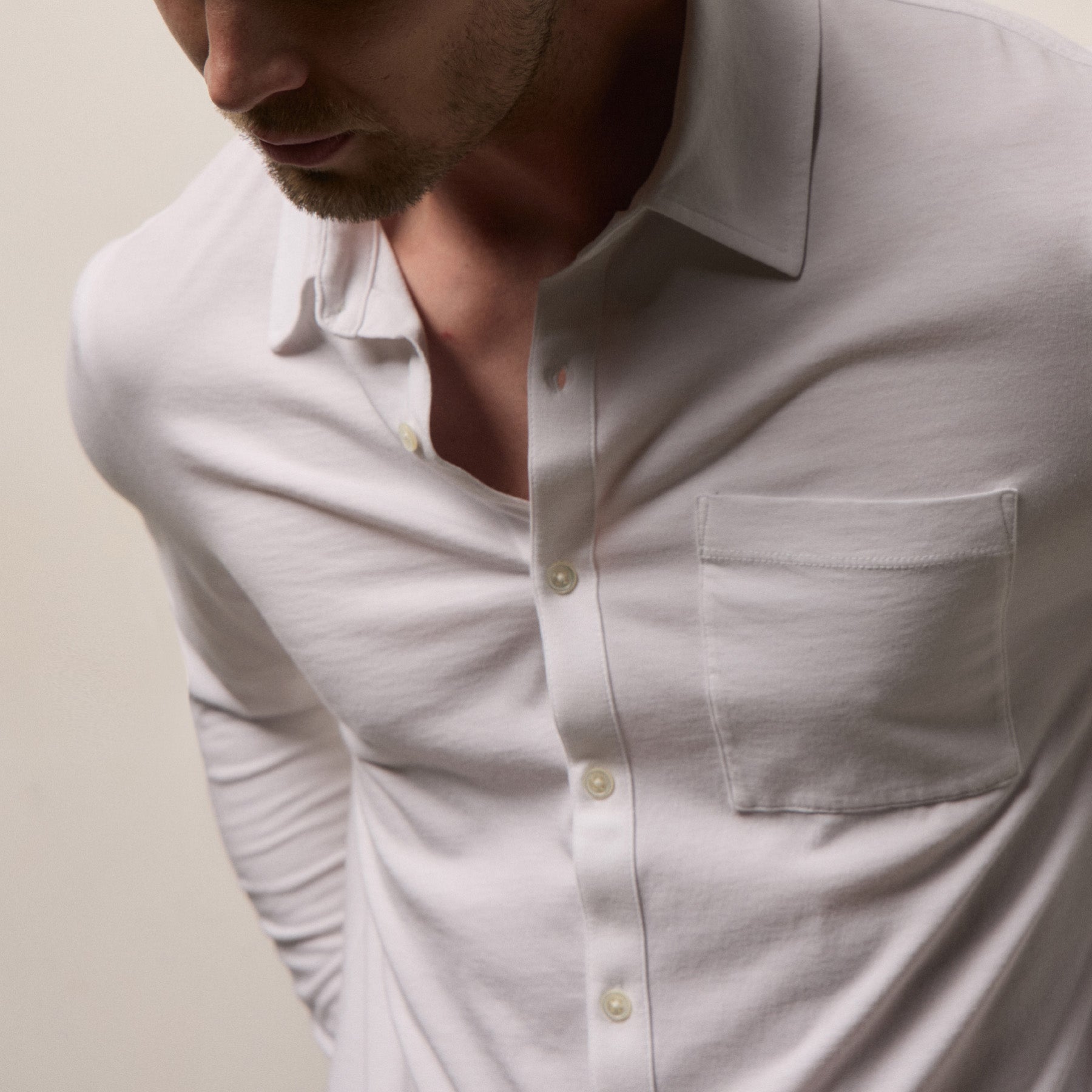 Clean Finish Jersey Shirt in White | James Perse Los Angeles