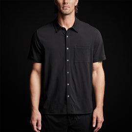 Clean Finish Short Sleeve Shirt  in Black | James Perse Los Angeles