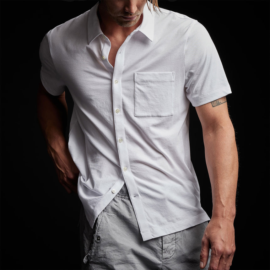 Clean Finish Short Sleeve Shirt in White | James Perse Los Angeles