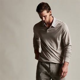 Clean Finish Jersey Contrast Polo in Dapple/Fog | James Perse Los Angeles