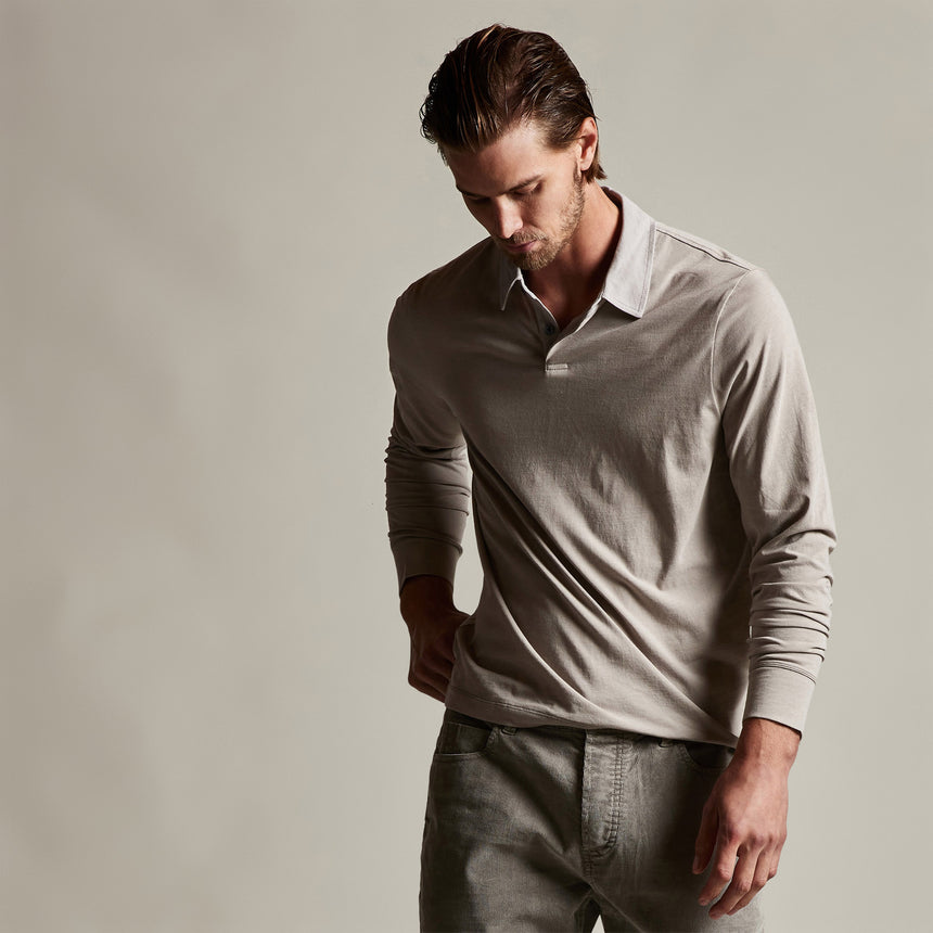 Clean Finish Jersey Contrast Polo in Dapple/Fog | James Perse Los Angeles