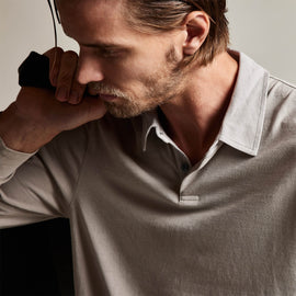 Clean Finish Jersey Contrast Polo in Dapple/Fog | James Perse Los Angeles