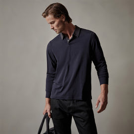 Clean Finish Jersey Contrast Polo in French Navy/Magma | James Perse Los Angeles