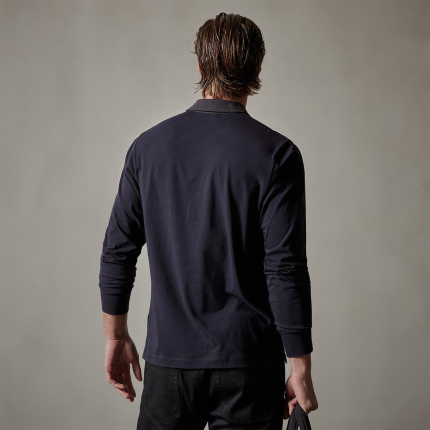 Clean Finish Jersey Contrast Polo in French Navy/Magma | James Perse Los Angeles