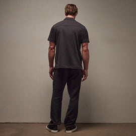 Clean Contrast Placket Short Sleeve in Magma/Black | James Perse Los Angeles