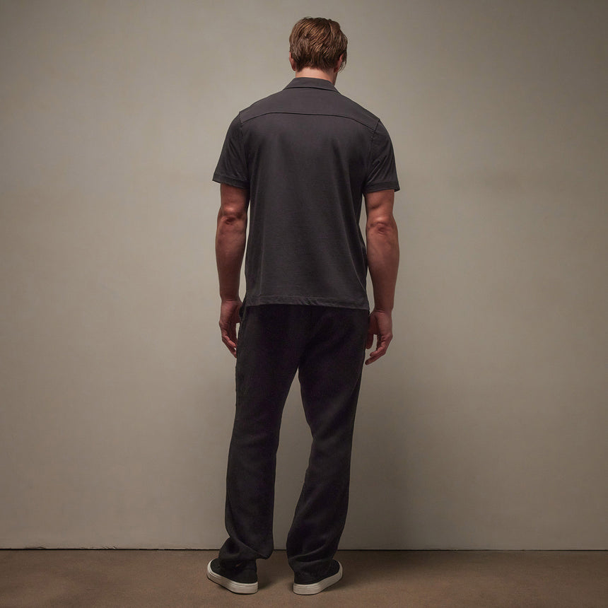 Clean Contrast Placket Short Sleeve in Magma/Black | James Perse Los Angeles