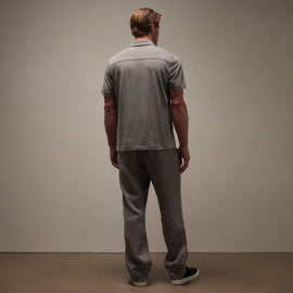 Clean Contrast Placket Short Sleeve in Silvergrey/Magma | James Perse Los Angeles