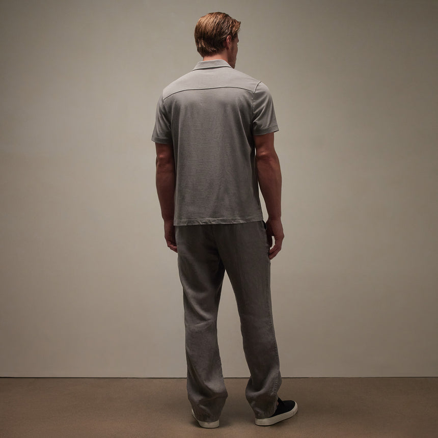 Clean Contrast Placket Short Sleeve in Silvergrey/Magma | James Perse Los Angeles