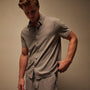 Clean Contrast Placket Short Sleeve in Silvergrey/Magma | James Perse Los Angeles