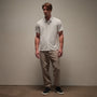 Clean Contrast Placket Short Sleeve in White/Parchment | James Perse Los Angeles