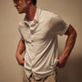Clean Contrast Placket Short Sleeve in White/Parchment | James Perse Los Angeles