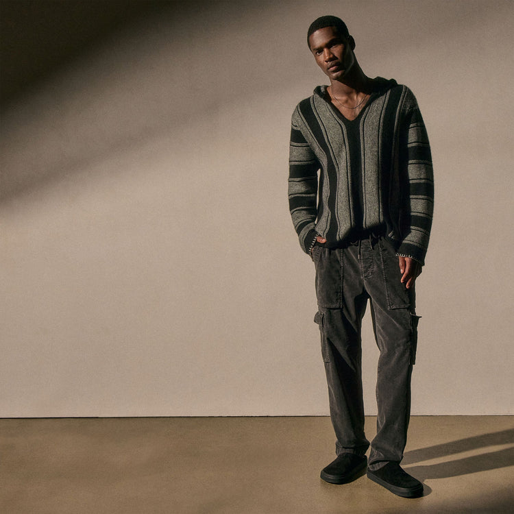 Mens Poncho in Black Stripe | James Perse Los Angeles