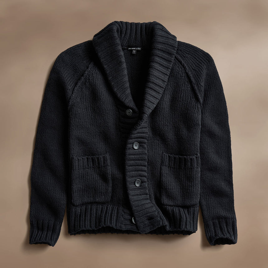 Cotton Knit Cardigan in Black | James Perse Los Angeles
