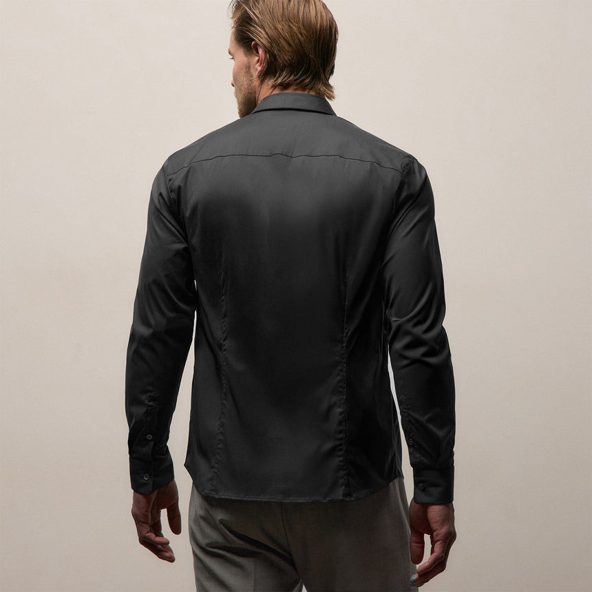 Matte Stretch Poplin Dress Shirt in Black | James Perse Los Angeles