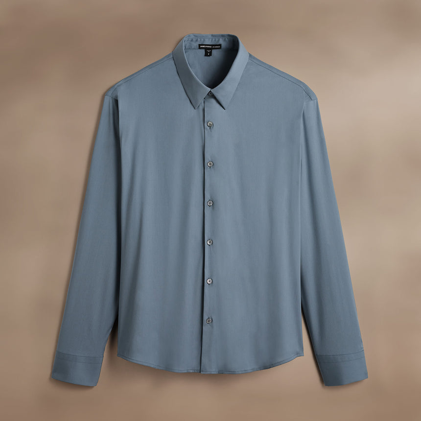 Matte Stretch Poplin Dress Shirt in Cascade | James Perse Los Angeles