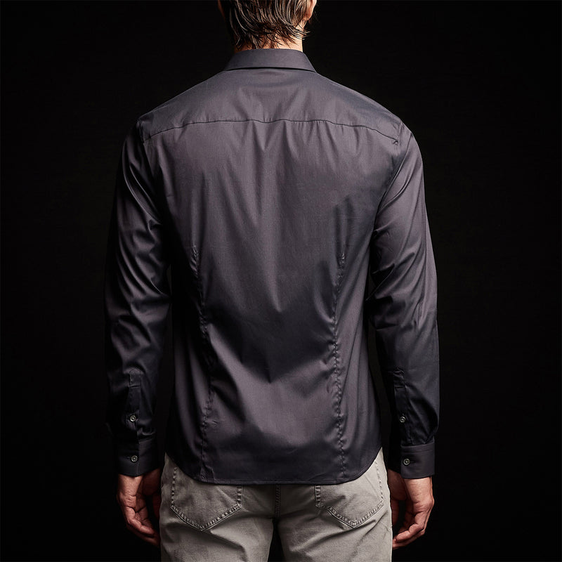 Matte Stretch Poplin Dress Shirt in Navy | James Perse Los Angeles