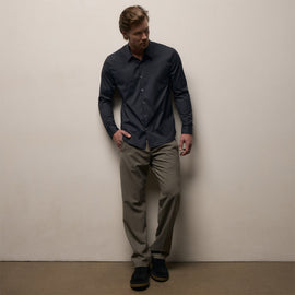 Matte Stretch Poplin Dress Shirt in Navy