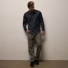 Matte Stretch Poplin Dress Shirt in Navy | James Perse Los Angeles