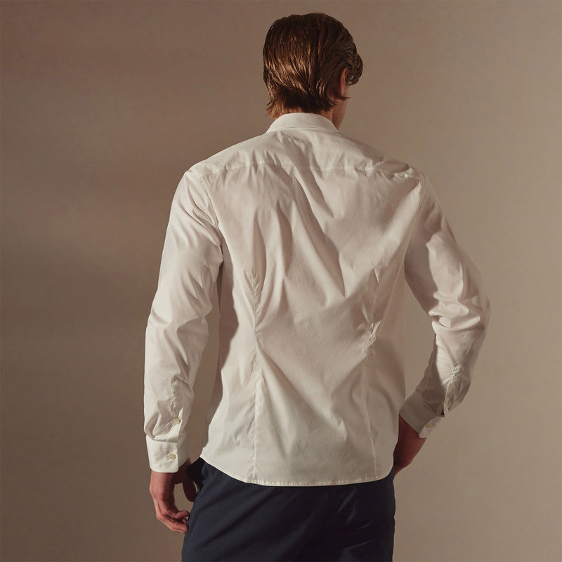 Matte Stretch Poplin Dress Shirt in White | James Perse Los Angeles