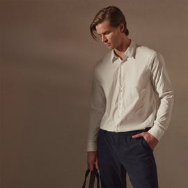 Matte Stretch Poplin Dress Shirt in White | James Perse Los Angeles