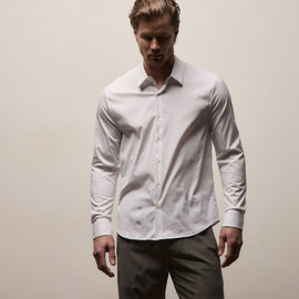 Matte Stretch Poplin Dress Shirt in White | James Perse Los Angeles