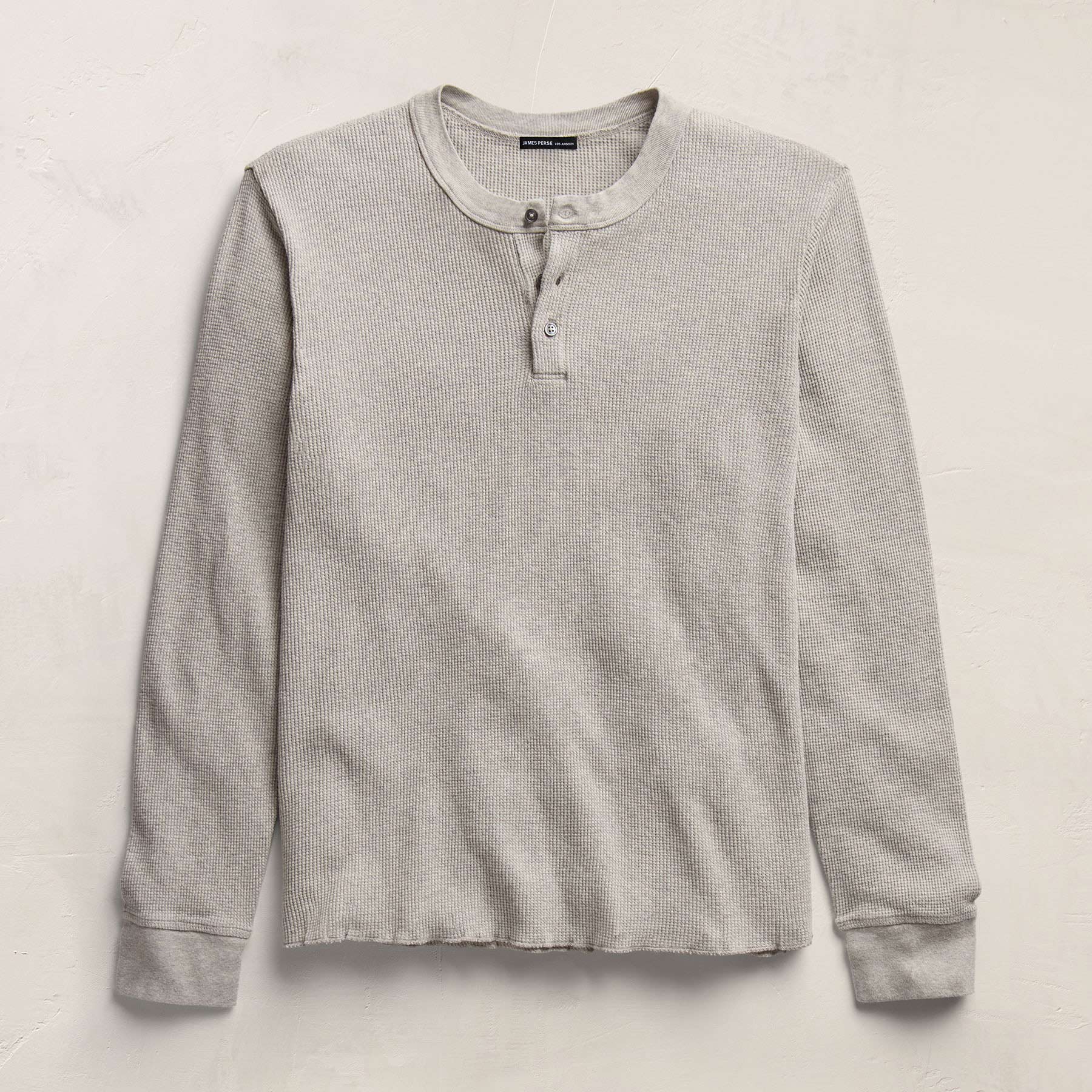 Cotton Linen Thermal Henley in Heather Fog | James Perse Los Angeles