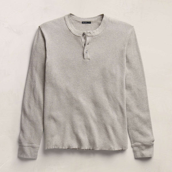 Cotton Linen Thermal Henley in Heather Fog | James Perse Los Angeles