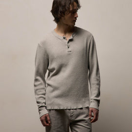 Cotton Linen Thermal Henley in Heather Fog | James Perse Los Angeles