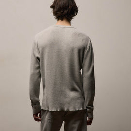 Cotton Linen Thermal Henley in Heather Fog | James Perse Los Angeles