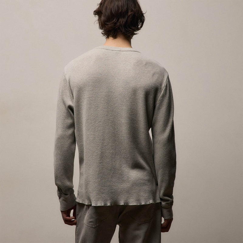 Cotton Linen Thermal Henley in Heather Fog | James Perse Los Angeles