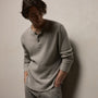 Cotton Linen Thermal Henley in Heather Fog | James Perse Los Angeles