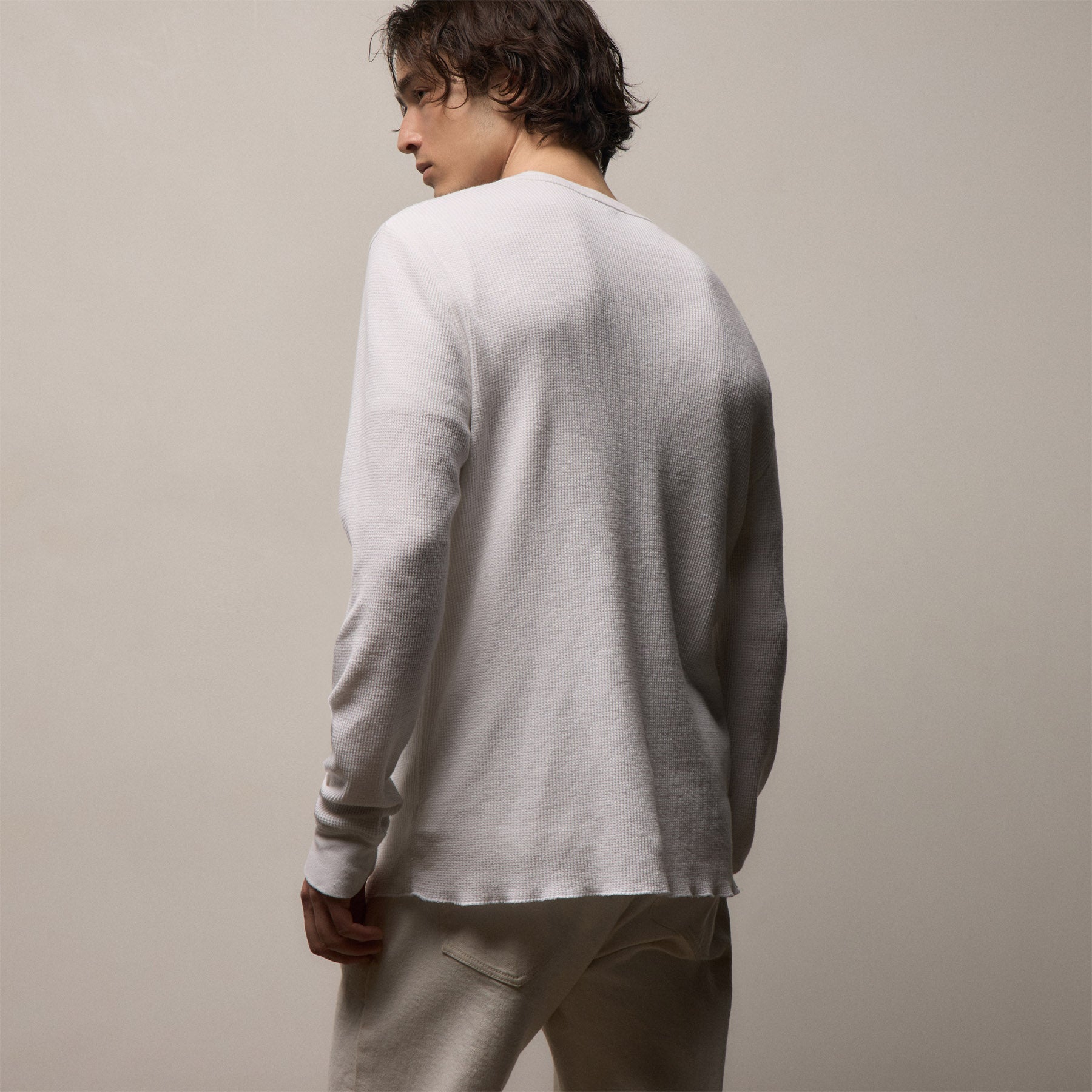 Cotton Linen Thermal Henley - White | James Perse Los Angeles