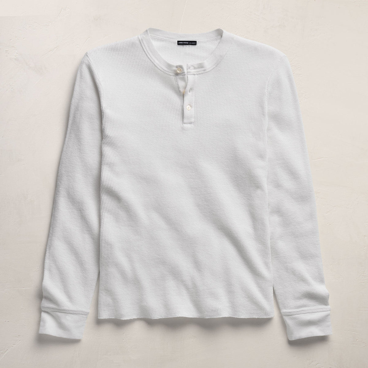 Cotton Linen Thermal Henley in White | James Perse Los Angeles