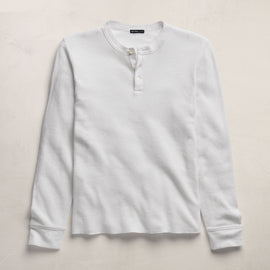 Cotton Linen Thermal Henley in White | James Perse Los Angeles