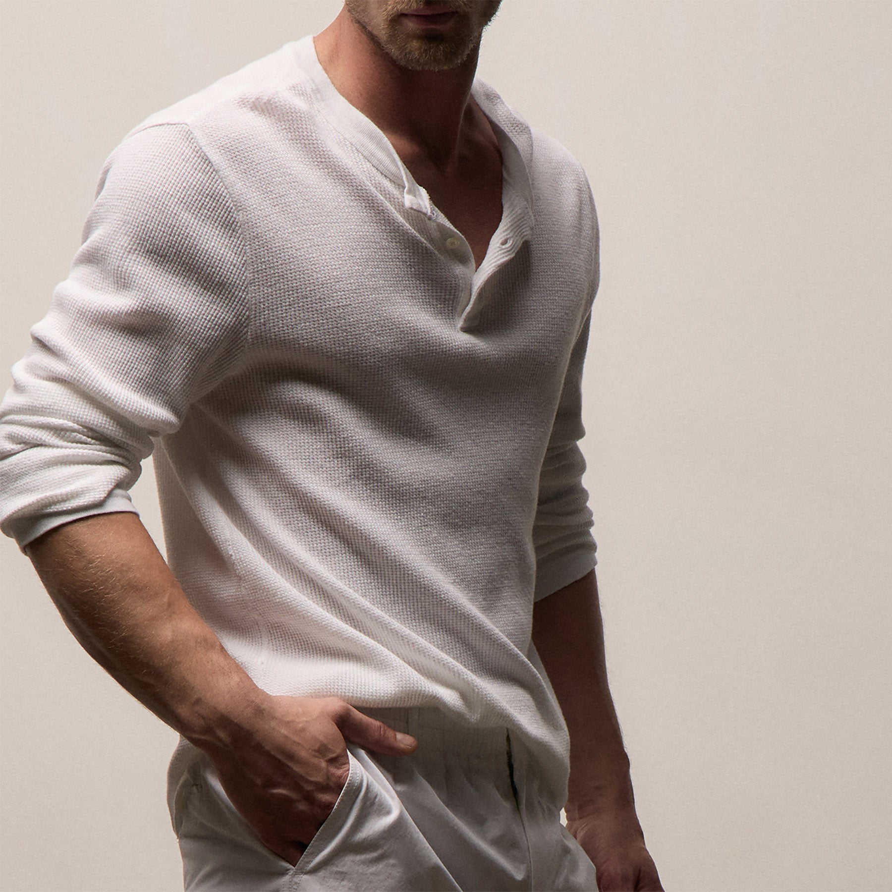Cotton Linen Thermal Henley from James Perse - $350
