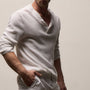 Cotton Linen Thermal Henley in White | James Perse Los Angeles