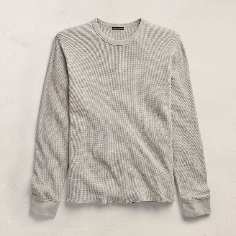 Cotton Linen Thermal Crew in Heather Fog | James Perse Los Angeles