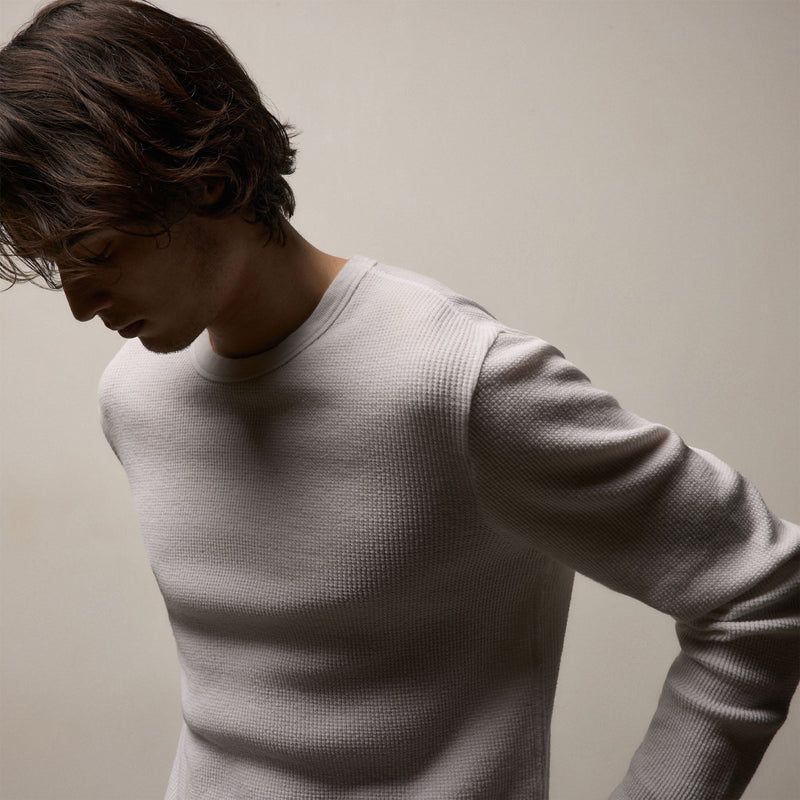 Cotton Linen Thermal Crew in White | James Perse Los Angeles