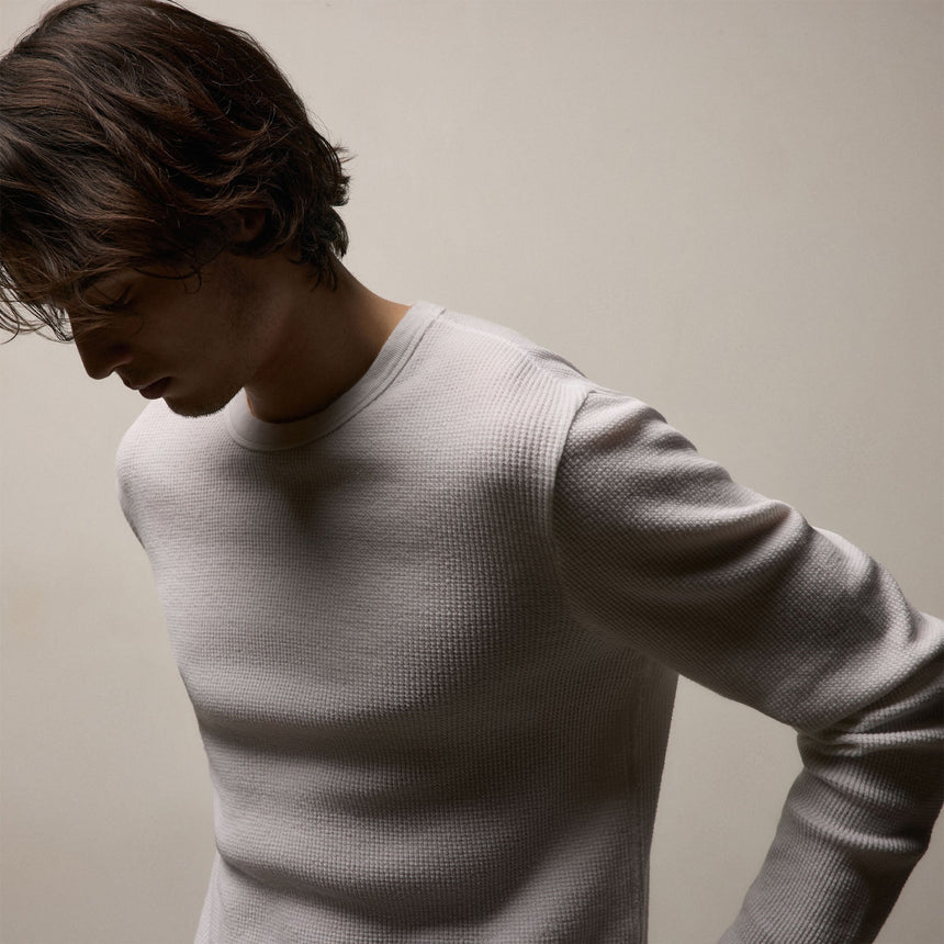 Cotton Linen Thermal Crew in White | James Perse Los Angeles