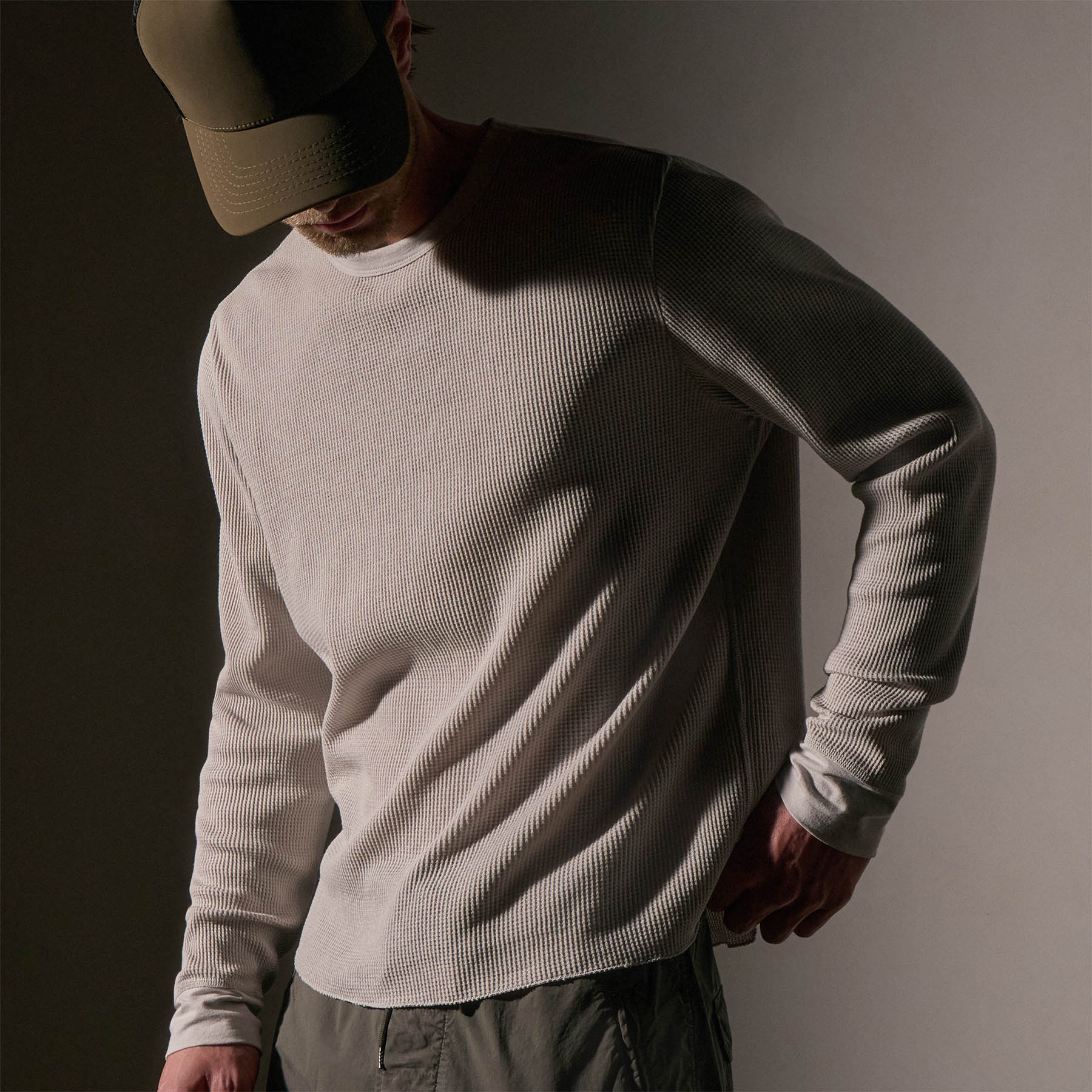 Cotton Linen Waffle Crew in Salt | James Perse Los Angeles